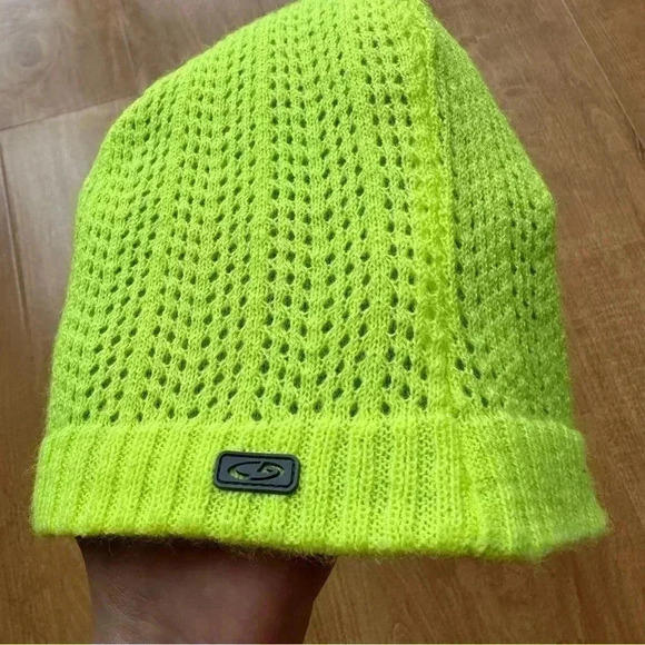 Champion Neon Green Crochet Outdoor Running Athleisure Beanie, OS - Picture 10 of 15
